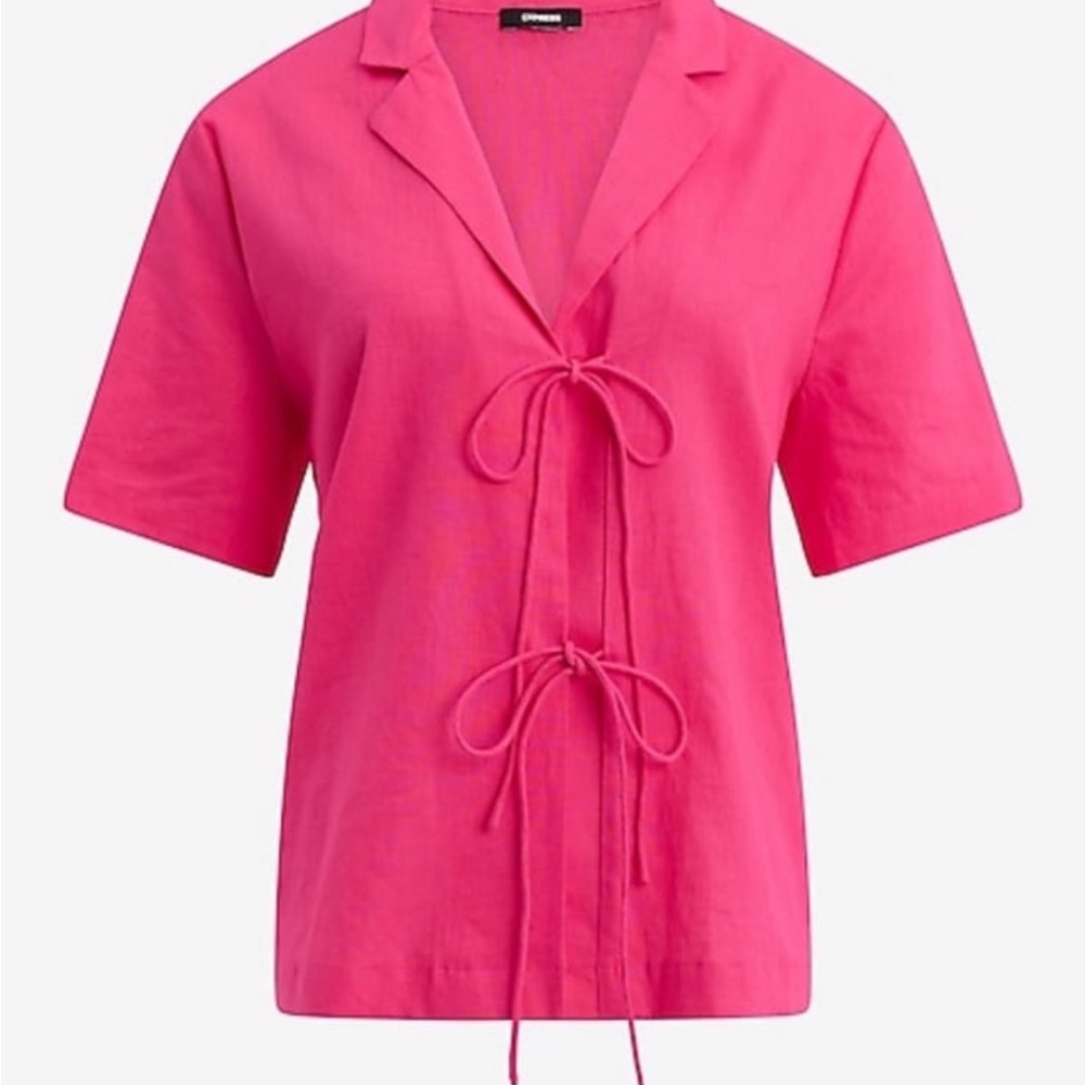 Express Vibrant Pink Double Tie Blouse